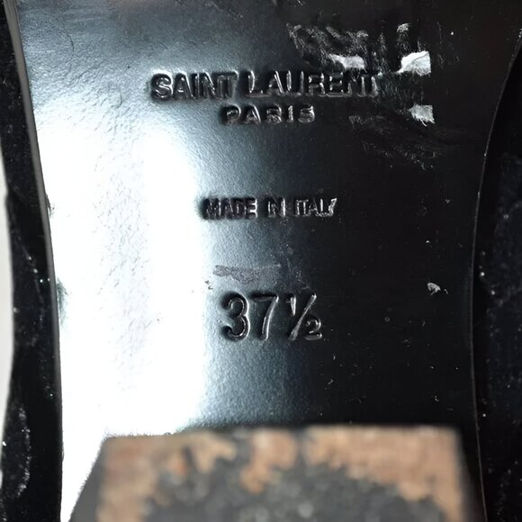 Saint Laurent YSL Black Leather Leopard Holiday Ankle Boots Booties 37.5 7.5 - Picture 9 of 10